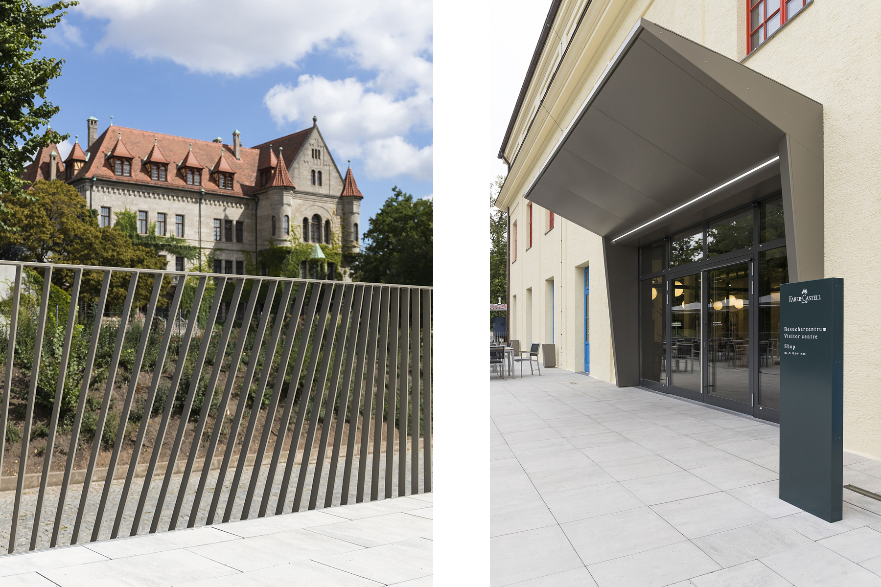 4_Besucherzentrum I_Faber-Castell_02_Montage Terasse und Schloss_klein